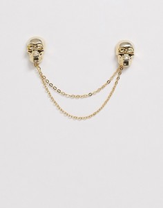 Золотистая цепочка для воротника с черепом Twisted Tailor-Золотой