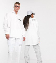 Белая oversize-рубашка с заниженной линией плеч COLLUSION Unisex-Белый