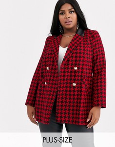 Красный пиджак с узором \"гусиная лапка\" и контрастным воротником River Island Plus-Мульти