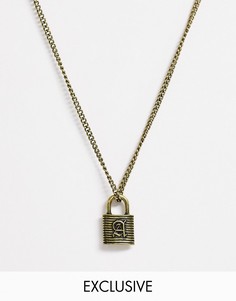 Ожерелье с инициалом \"A\" на подвеске-замке Reclaimed Vintage inspired-Золотой