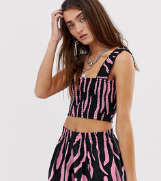 Гофрированный топ с принтом "зебра" COLLUSION-Мульти