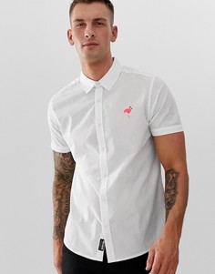 Рубашка с короткими рукавами и вышитым фламинго Threadbare-Белый