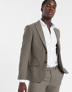 Коричневый приталенный пиджак с мелким узором "гусиная лапка" Moss London-Коричневый цвет