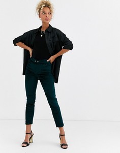 Бархатные облегающие брюки Free People Sweet Jane-Синий