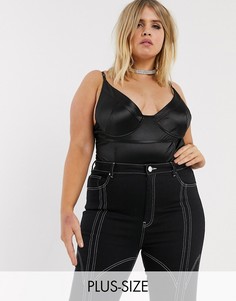 Боди из атласной ткани Public Desire-Черный