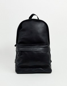 Черный рюкзак из искусственной кожи с логотипом ASOS DESIGN