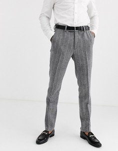 Серые твидовые брюки с узором "в елочку" Avail London-Серый