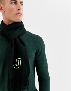 Черный персонализированный шарф с вышитым инициалом "J" ASOS DESIGN