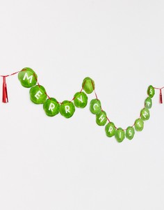 Гирлянда длиной 3 м с надписью "Merry Christmas" Talking Tables-Зеленый