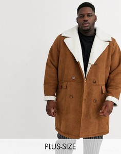 Коричневое пальто с искусственным мехом Jacamo-Коричневый