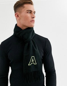 Черный персонализированный шарф с вышитым инициалом "А" ASOS DESIGN