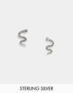 Серебряные серьги-гвоздики с дизайном \"змея\" Kingsley Ryan-Серебряный