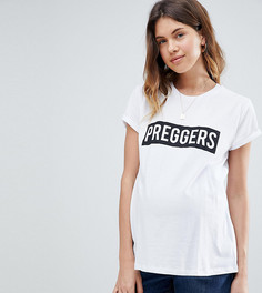 Футболка с надписью \"Preggers\" ASOS Maternity-Белый