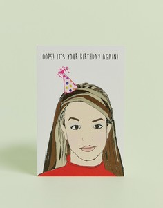 Открытка на день рождения с надписью "oops your birthday again" Nocturnal Paper-Мульти