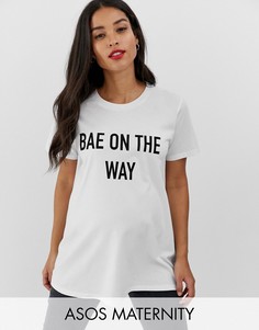 Футболка с надписью \"bae on the way\" ASOS DESIGN Maternity-Белый