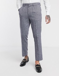 Светло-серые узкие строгие брюки "в елочку" Burton Menswear-Серый