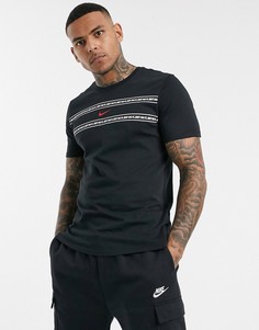 Черная футболка с повторяющейся надписью \"Just Do It\" Nike-Черный