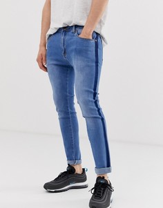 Выбеленные зауженные джинсы с полосками по бокам Liquor N Poker-Синий