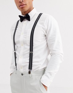 Черно-белый галстук-бабочка и подтяжки ASOS DESIGN-Черный