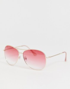 Солнцезащитные очки-авиаторы с розовыми стеклами River Island-Медный