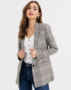 Коричневый пиджак в клетку Pimkie