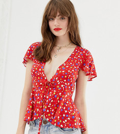 Блузка с цветочным принтом и завязкой Reclaimed Vintage inspired-Мульти