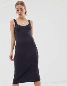 Платье миди в рубчик с пряжкой Noisy May-Черный