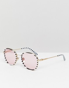 Круглые солнцезащитные очки в полоску Calvin Klein CK18101S-Белый