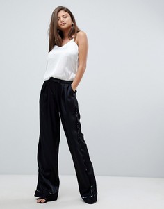 Широкие брюки с цветочным принтом Stylestalker-Черный