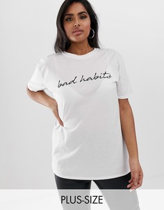 Белая футболка с надписью Missguided Plus-Белый