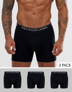 Черные удлиненные боксеры-брифы Polo Ralph Lauren - Набор из 3 пар со скидкой-Черный