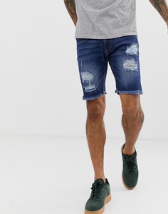 Узкие джинсовые шорты с необработанными краями Soul Star-Синий