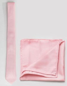 Бледно-розовый галстук и платок для нагрудного кармана ASOS DESIGN