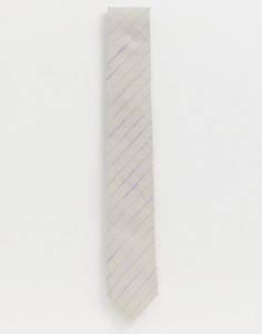Светло-бежевый льняной галстук в полоску Twisted Tailor