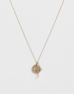 Ожерелье с подвесками в форме креста и монетки Burton-Золотой