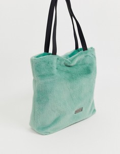 Зеленая сумка-тоут из искусственного меха Claudia Canova-Зеленый