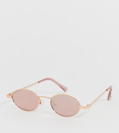 Круглые солнцезащитные очки-мини с металлической оправой розовато-золотистого цвета New Look-Золотой