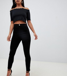 Черные вельветовые джеггинсы с завышенной талией ASOS DESIGN Petite Rivington-Черный