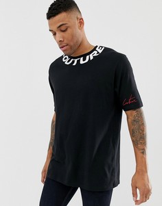 Черная oversize-футболка с логотипом у выреза The Couture Club-Черный