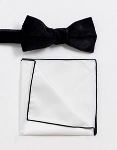 Бархатный галстук-бабочка и платок для пиджака Selected Homme-Мульти