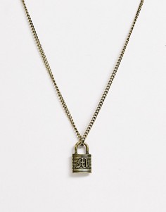 Ожерелье-цепочка с инициалом \"М\" на подвеске-замке Reclaimed Vintage inspired эксклюзивно для ASOS-Золотой