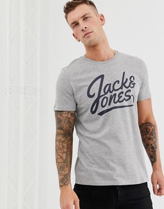 Футболка с надписью-логотипом Jack & Jones-Серый