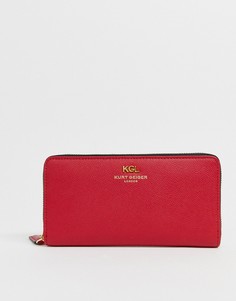 Красный кожаный кошелек на молнии Kurt Geiger