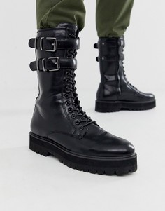Черные ботинки из искусственной кожи на шнуровке ASOS DESIGN-Черный