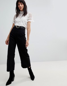 Широкие укороченные брюки Free People-Черный