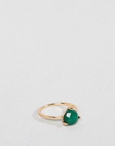 Кольцо с камнем изумрудного цвета DesignB London-Золотой