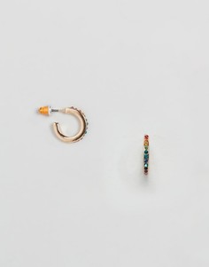 Небольшие серьги-кольца с радужной отделкой Accessorize-Мульти
