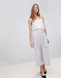 Кюлоты со складками и завязывающимся поясом ASOS DESIGN-Фиолетовый