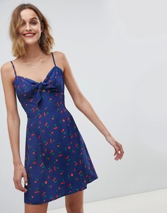 Платье с принтом Neon Rose-Темно-синий