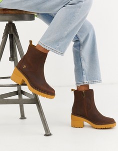Коричневые кожаные ботильоны на каблуке Timberland Silver Blossom-Коричневый